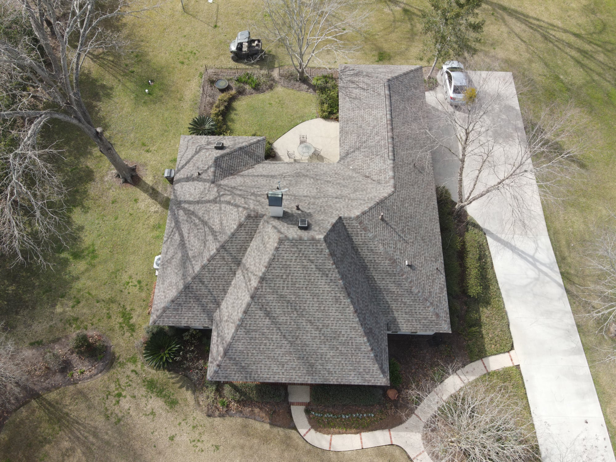drone shot of new lafayette la roofing finished job