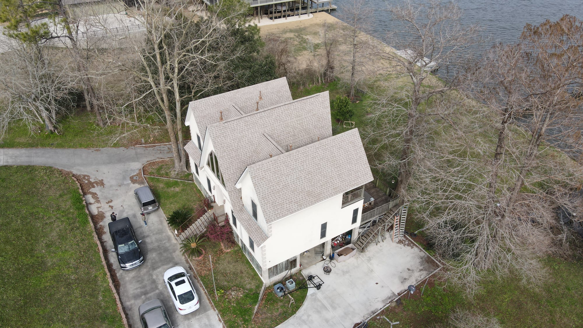 drone shot of new baton rouge roofing finished job