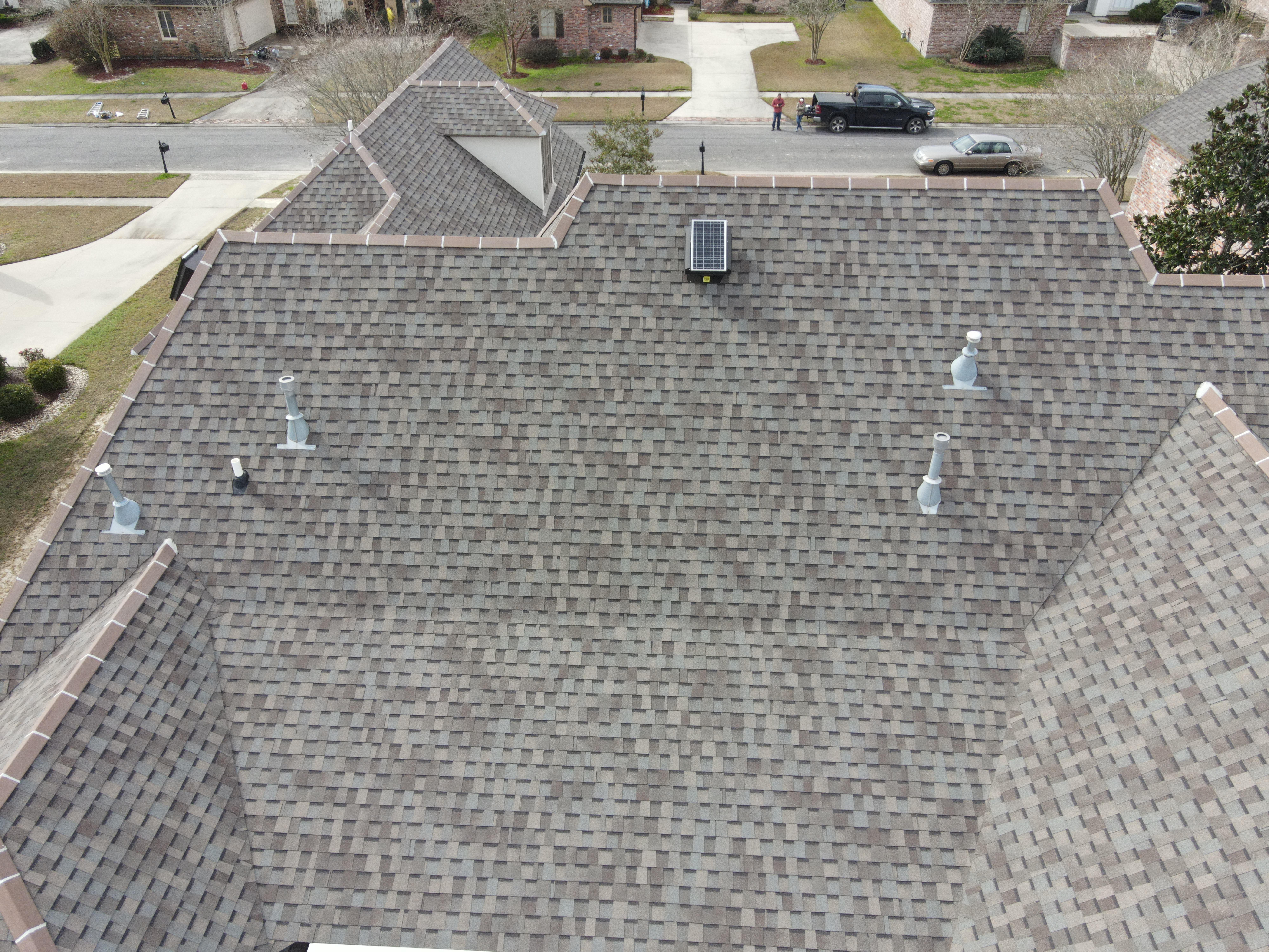 drone image of home that needed roofing baton rouge