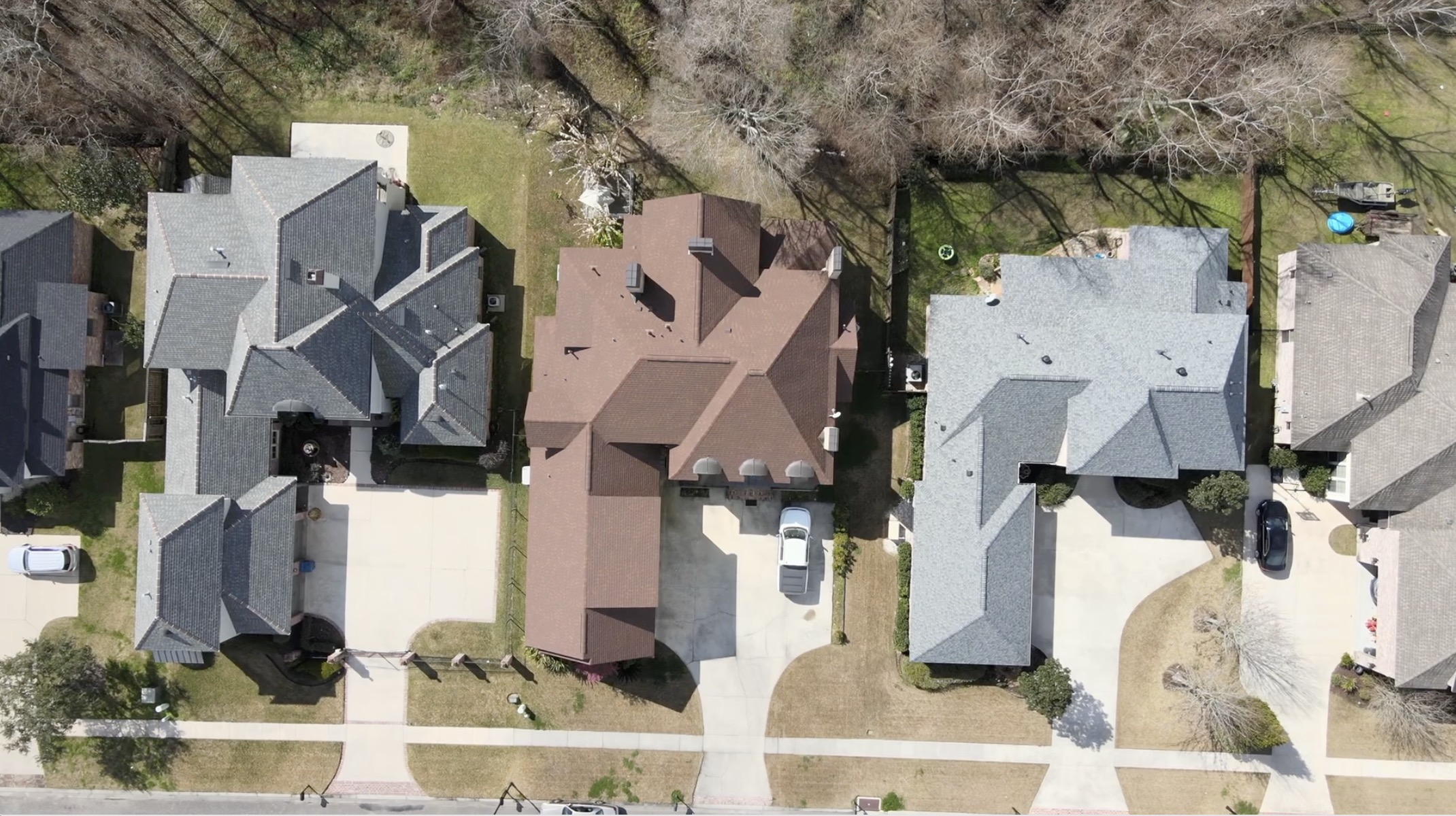 drone shot of a new roof baton rouge